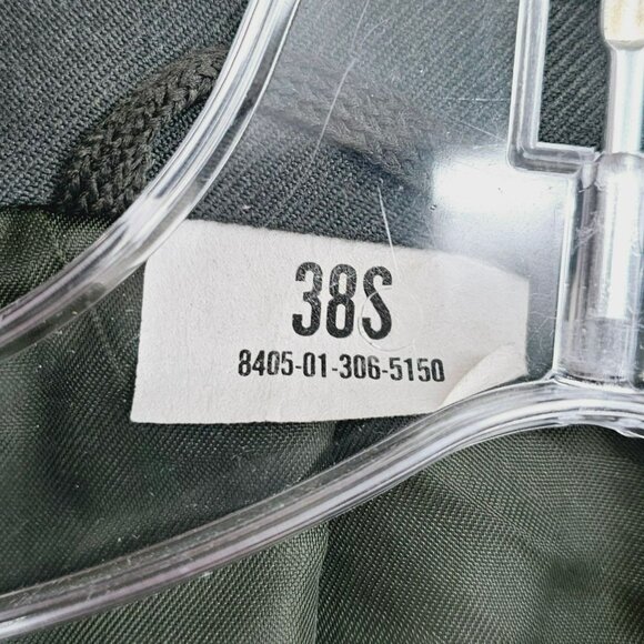 US Army Green Poly Wool Dress Coat Jacket 38S Uniform Patches Buttons Vintage - Picture 7 of 16